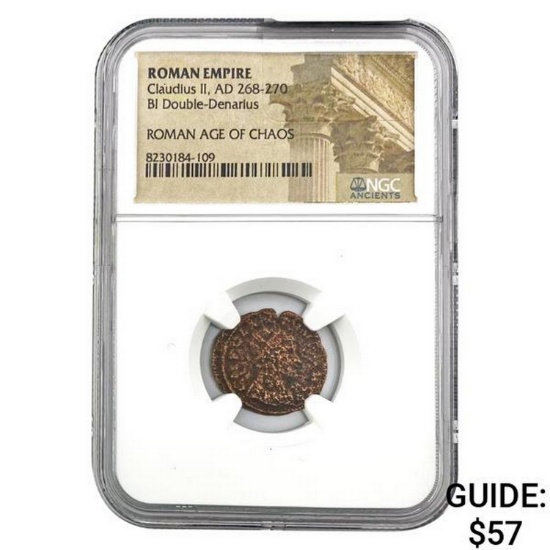 Roman Claudius II, AD 268-270 BI Double-Denaius NGC