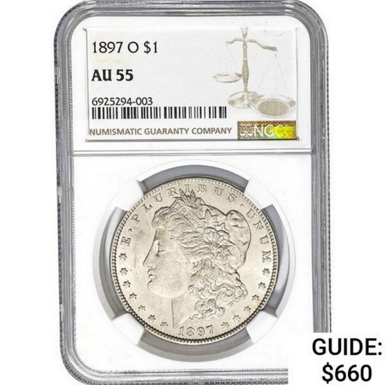 1897-O Morgan Silver Dollar NGC AU55