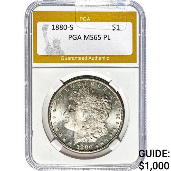 1880-S Morgan Dollar PGA MS65 PL