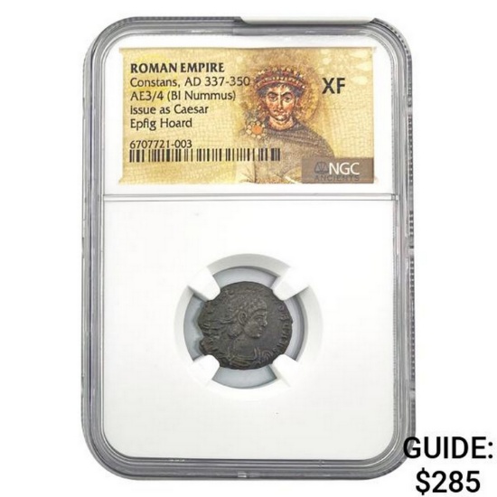 Roman Constans, AD 337-350 AE3/4 BI Nummus NGC XF