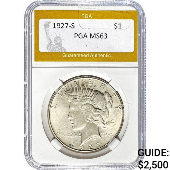 1927-S Peace Dollar PGA MS63