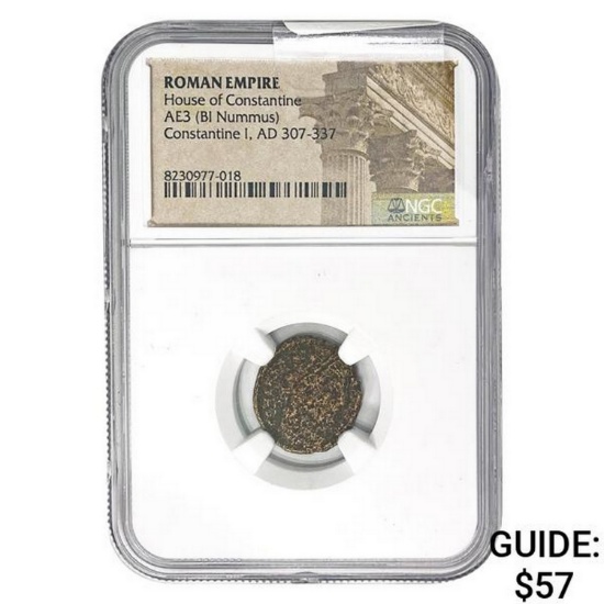 Roman Constantine I, AD 307-337 AE3 BI Nummus NGC