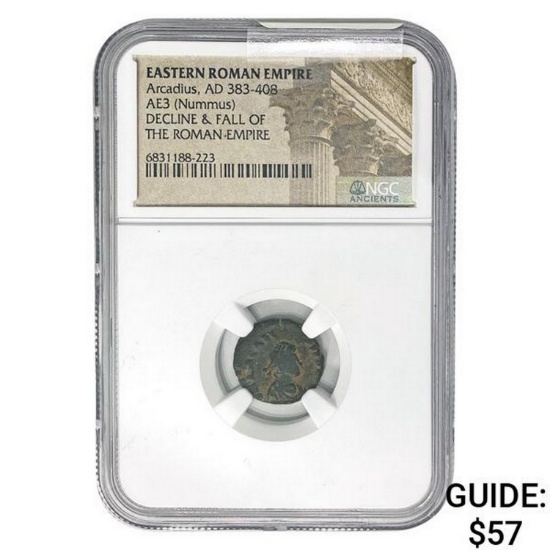 East Roman Arcadius, AD 383-408 AE3 Nummus NGC