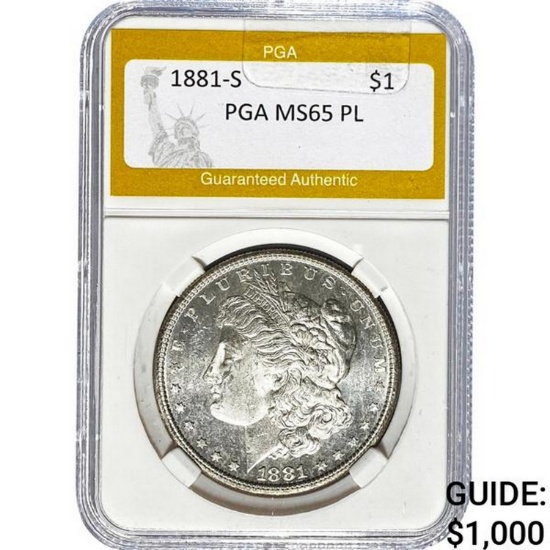 1881-S Morgan Dollar PGA MS65 PL