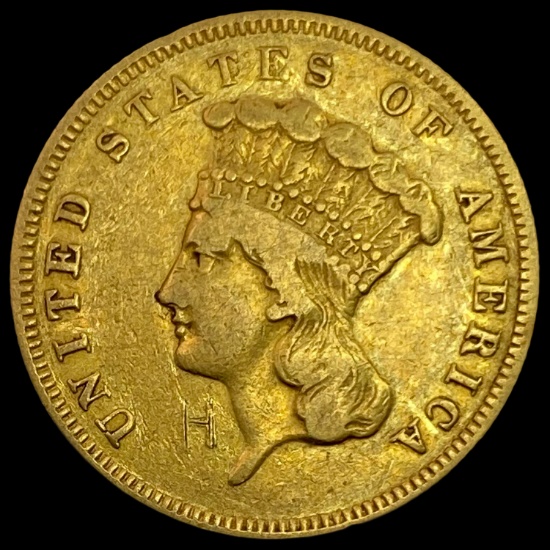 1855 GOLD $3 Indian Princess Head LIGHTLY CIRCULATED