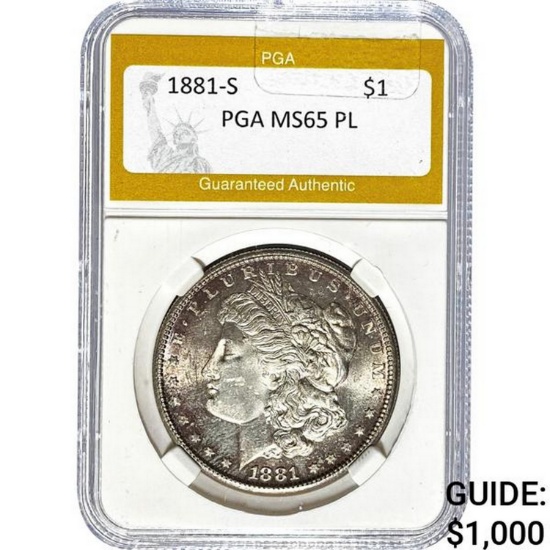 1881-S Morgan Dollar PGA MS65 PL