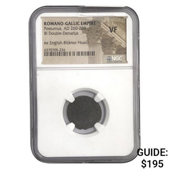 Romano Gallic Postumus, AD 260-269 BI DBL Denarius NGC VF