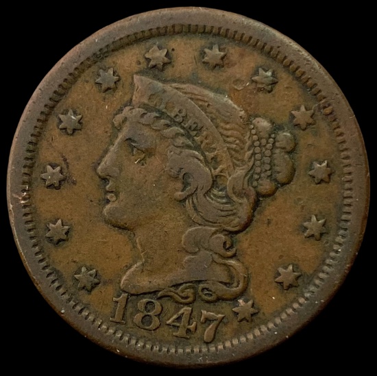 1847 Large Cent LIGHTLY CIRCULATED
