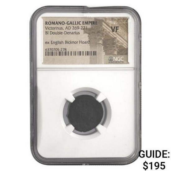 Romano Gallic Victorinus, AD 269-271 BI DBL Denarius NGC VF