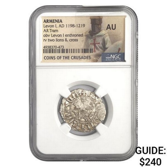 Armenia Levon I, AD 1198-1219 Silver Tram NGC AU