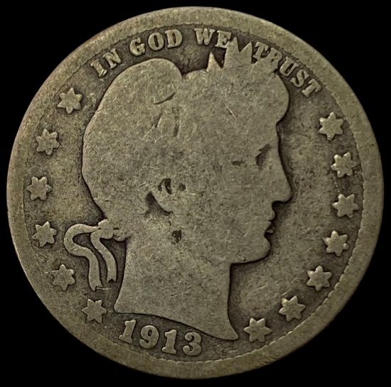 1913 SILVER Barber Quarter LIGHTLY CIRCULATED