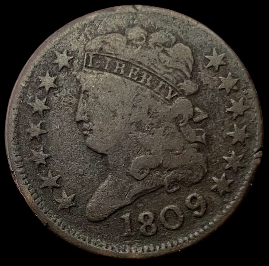 1809 Copper Half Cent LIGHTLY CIRCULATED