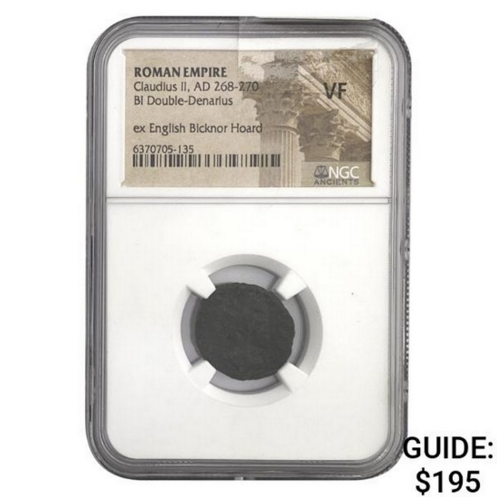 Roman Claudius II, AD 268-270 BI DBL Denarius NGC VF
