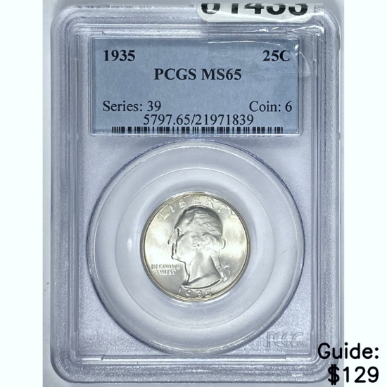 1935 25C Washington Quarter PCGS MS65