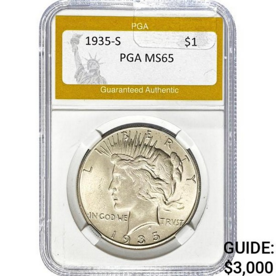 1935-S Peace Dollar PGA MS65