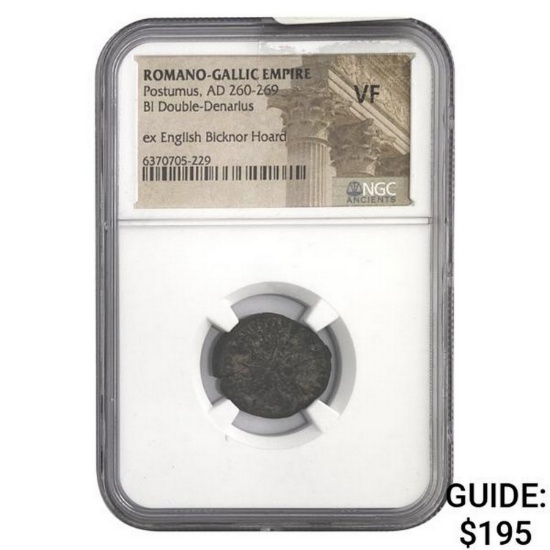 Romano Gallic Postumus, AD 260-269 BI DBL Denarius NGC VF