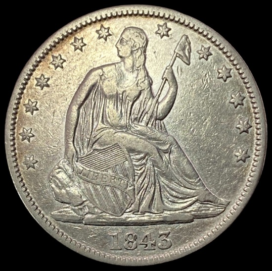 1843 SILVER Half Dollar NEARLY UNCIRCULATED