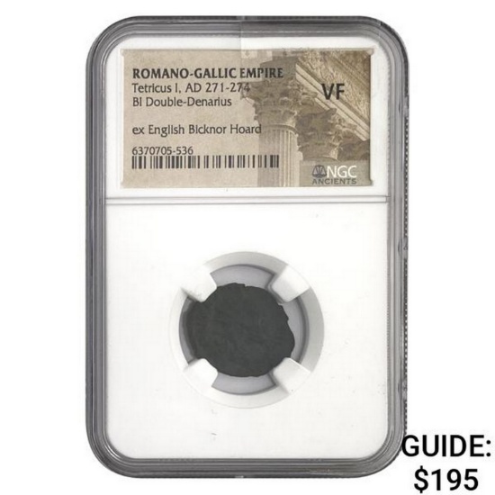 Romano Gallic Tetricus I, AD 271-274 BI DBL Denarius NGC VF