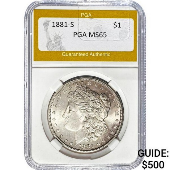 1881-S Morgan Silver Dollar PGA MS65