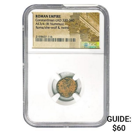 Roman Constantinian cAD 330-340 AE3/4 BI Nummus NGC