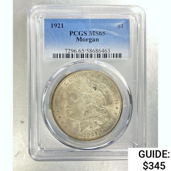 1921 Morgan Dollar PCGS MS65 SILVER