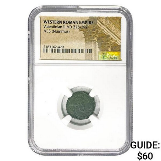 West Roman Valentinian II, AD 375-392 AE3 Nummus NGC