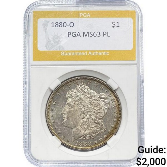 1880-O Morgan Dollar PGA MS63 PL