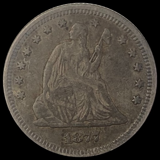 1877 Seated Liberty Quarter NEARLY UNCIRCULATED