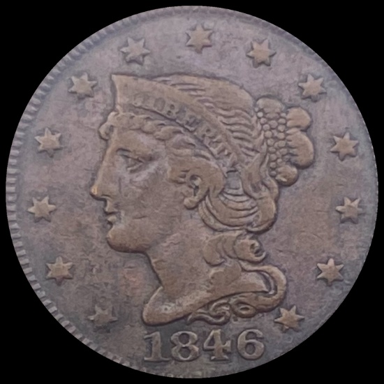 1846 Braided Hair Large Cent LIGHTLY CIRCULATED