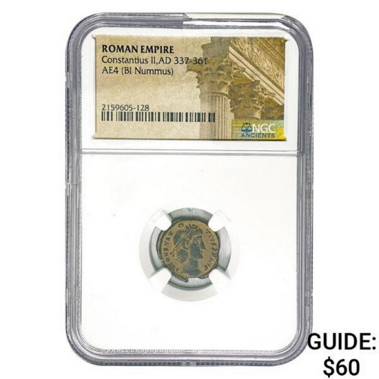 Roman Constantius II, AD 337-361 AE4 BI Nummus NGC