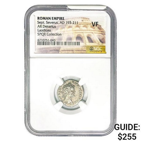 Roman Sept. Severus, AD 193-211 Silver Denarius NGC VF