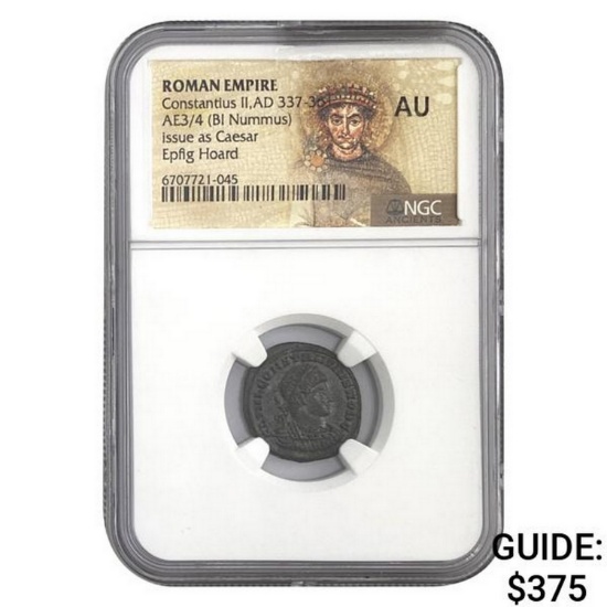 Roman Constantitus II, AD 337-361 AE3/4 BI Nummus NGC AU