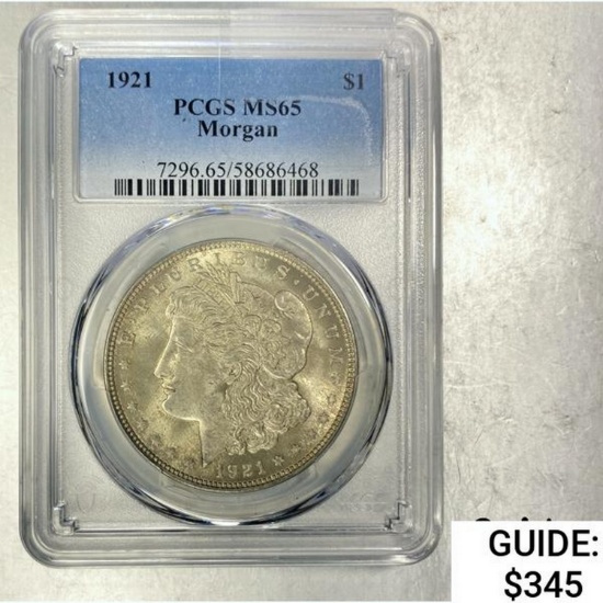 1921 Morgan Dollar PCGS MS65