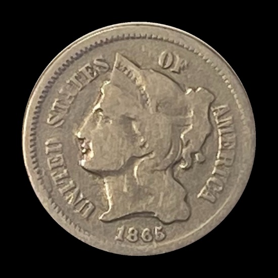 1865 Three-Cent Nickel LIGHTLY CIRCULATED