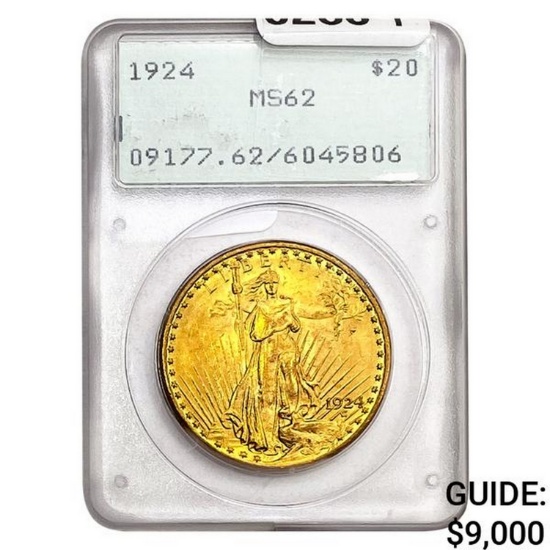 1924 $20 Gold Double Eagle PCGS MS62