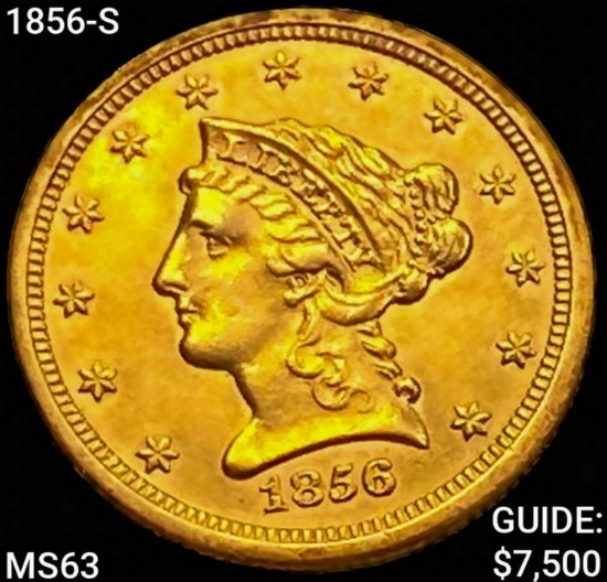 1856-S $2.50 Gold Quarter Eagle CHOICE BU