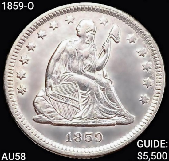 1859-O Seated Liberty Quarter CHOICE AU