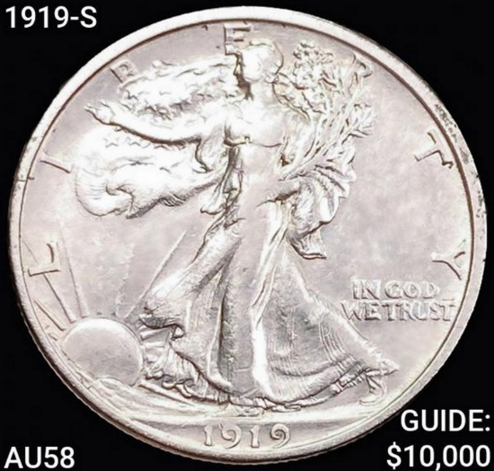 1919-S Walking Liberty Half Dollar CHOICE AU