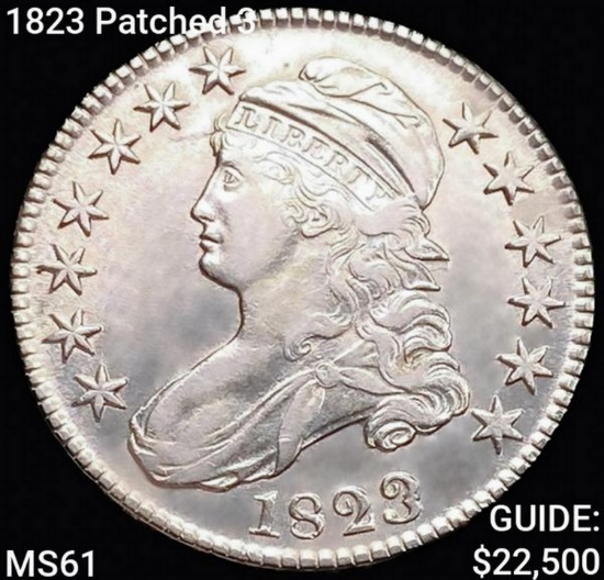 1823 Patched 3 Capped Bust Half Dollar UNCIRCULATED