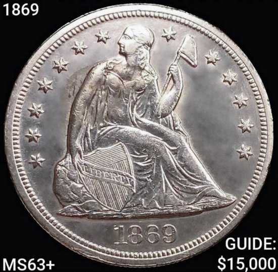 1869 Seated Liberty Dollar CHOICE BU+