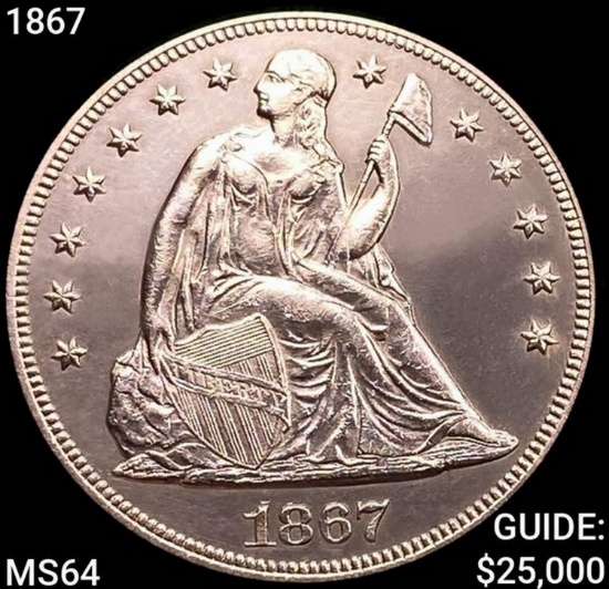 1867 Seated Liberty Dollar CHOICE BU
