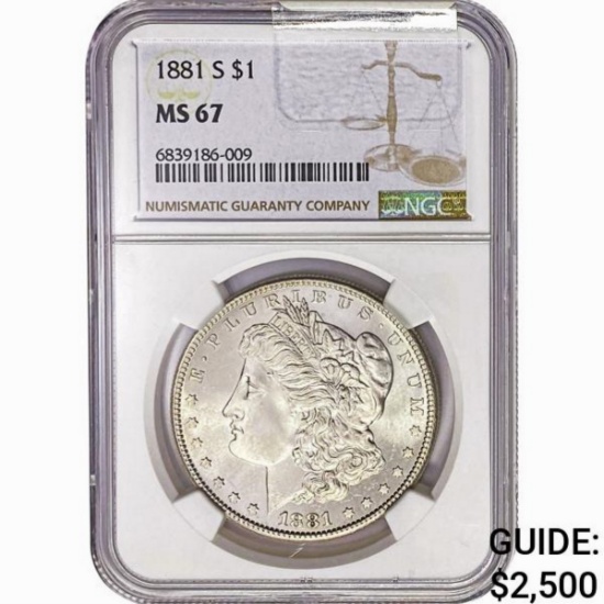 1881-S Morgan Silver Dollar NGC MS67