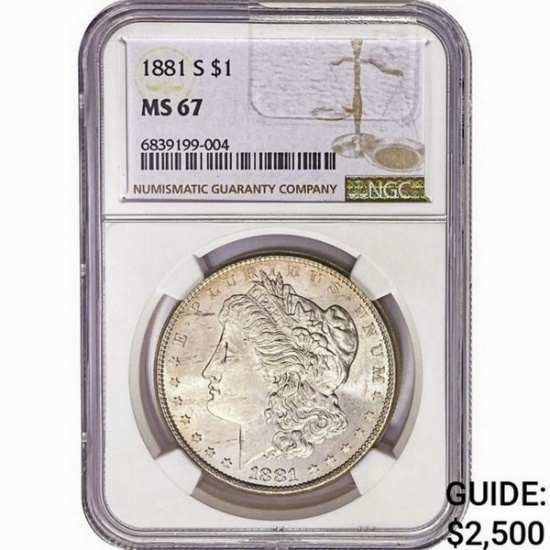 1881-S Morgan Silver Dollar NGC MS67