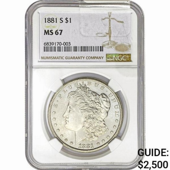 1881-S Morgan Silver Dollar NGC MS67