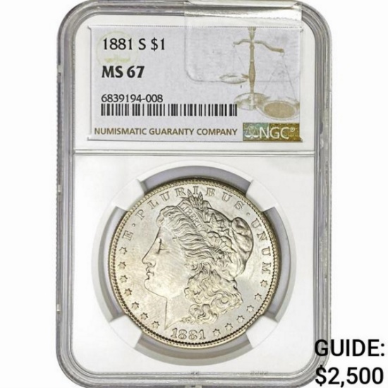 1881-S Morgan Silver Dollar NGC MS67