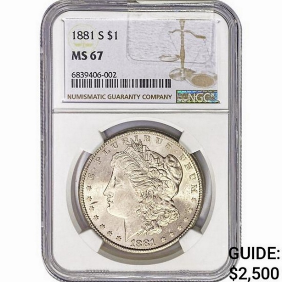 1881-S Morgan Silver Dollar NGC MS67
