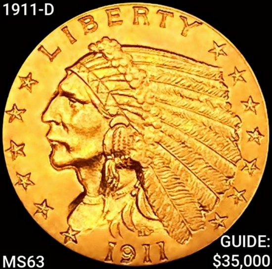 1911-D $2.50 Gold Quarter Eagle CHOICE BU