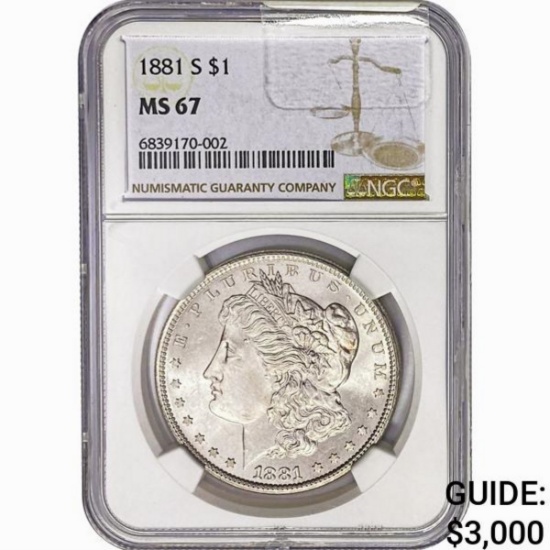 1881-S Morgan Silver Dollar NGC MS67