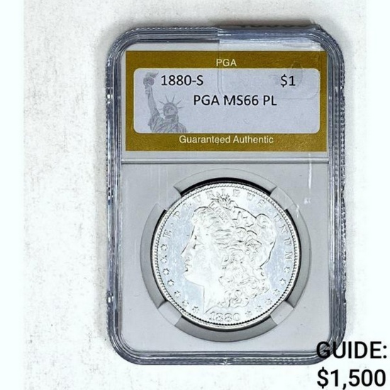 1880-S Morgan Dollar PGA MS66 PL SILVER