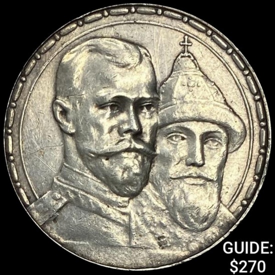 1913 Russia Silver Rouble-Nicholas II CLOSELY UNCIRCULATED